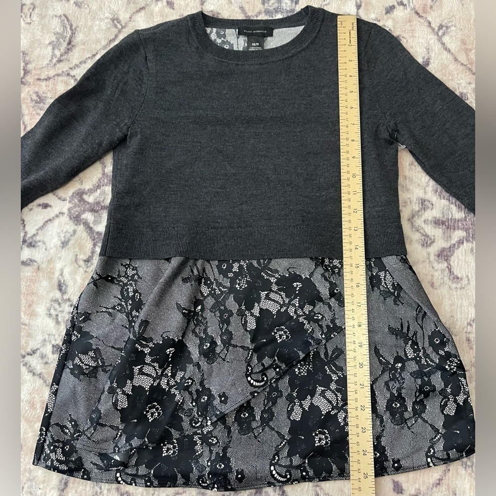 CLUB MONACO NWOT Claribel Layered Look Merino Wool Sweater Charcoal Size XS - Picture 5 of 8